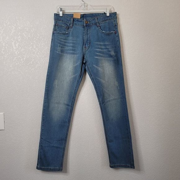 Fashion JS Other - Fashion JS jeans cornflower blue wash faded distressed skinny fit ankle